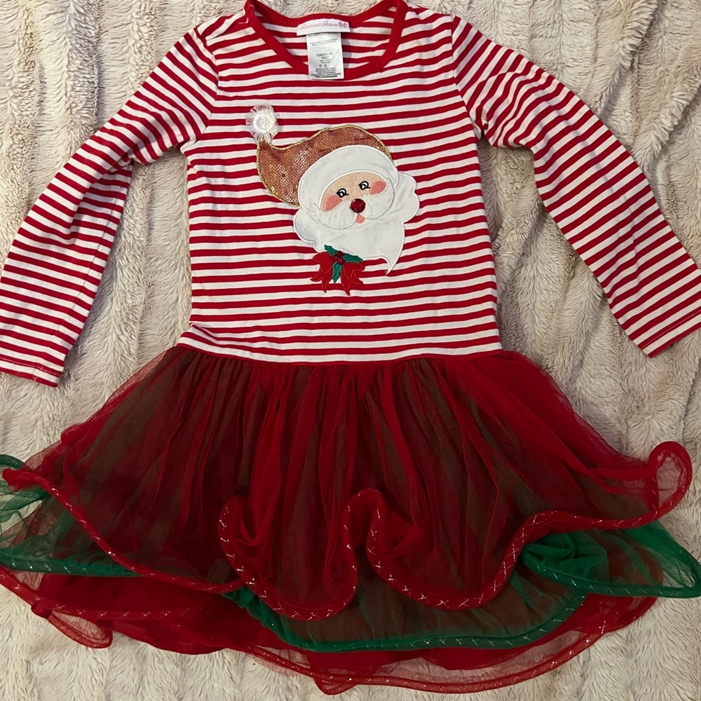 Christmas Santa Striped Dress with Tutu